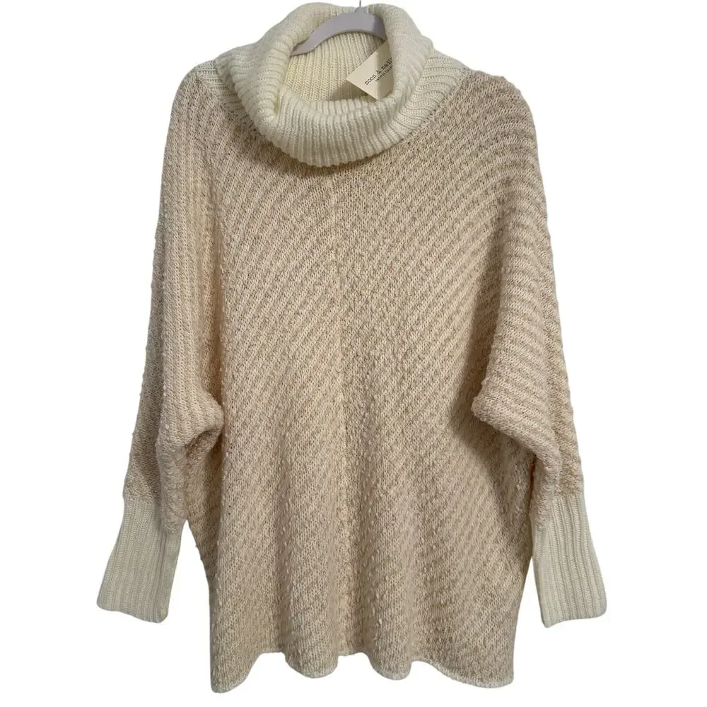 Moon & Madison NWT Women's M Boho Chic Popcorn‎ Stripe Dolman Cowl Neck Sweater